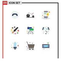 Universal Icon Symbols Group of 9 Modern Flat Colors of mechanical configure smartphone comment painting Editable Vector Design Elements