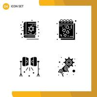 Universal Solid Glyphs Set for Web and Mobile Applications book illumination scary love spotlight Editable Vector Design Elements