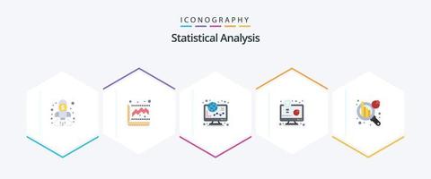 Statistical Analysis 25 Flat icon pack including business solution. business idea. statistics. business development. online vector