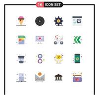 Modern Set of 16 Flat Colors Pictograph of document develop business coding app Editable Pack of Creative Vector Design Elements