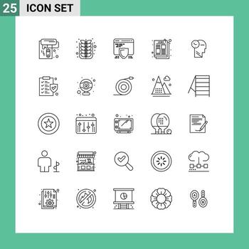 Paquete de 25 líneas de interfaz de usuario de signos y símbolos modernos de elementos de diseño de vector editables web de artículo de poste de tiempo