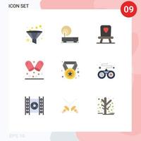 Set of 9 Modern UI Icons Symbols Signs for device education chair champion achievement Editable Vector Design Elements