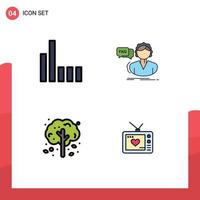 4 Creative Icons Modern Signs and Symbols of connection apple tree faq consultation tree Editable Vector Design Elements