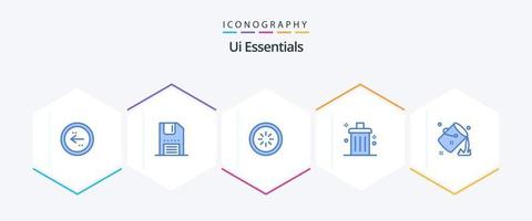 Ui Essentials 25 Blue icon pack including delete. bin. interface. loading. connection vector