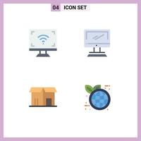 4 Universal Flat Icon Signs Symbols of electronics pc smart monitor market Editable Vector Design Elements