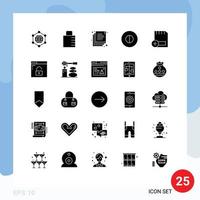 Modern Set of 25 Solid Glyphs Pictograph of hardware computers documents card symbols Editable Vector Design Elements