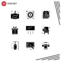 Group of 9 Modern Solid Glyphs Set for home conditioner estate air shopping Editable Vector Design Elements