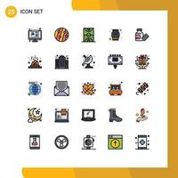 Stock Vector Icon Pack of 25 Line Signs and Symbols for party music seborrhea dermatitis drum game Editable Vector Design Elements