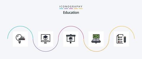 Education Line Filled Flat 5 Icon Pack Including learning. book. online. presentation vector