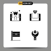 4 Thematic Vector Solid Glyphs and Editable Symbols of mobile config shopping flag product Editable Vector Design Elements