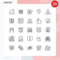 Set of 25 Commercial Lines pack for human avatar accommodation pin location Editable Vector Design Elements
