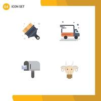 Pack of 4 Modern Flat Icons Signs and Symbols for Web Print Media such as art shopping brush package delivery animals Editable Vector Design Elements