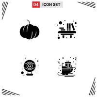 4 User Interface Solid Glyph Pack of modern Signs and Symbols of food webcam education table gifts Editable Vector Design Elements