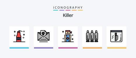 Killer Line llenó el paquete de 5 iconos, incluida la barrera. encendedor. multa. fuego. tumba. diseño de iconos creativos vector