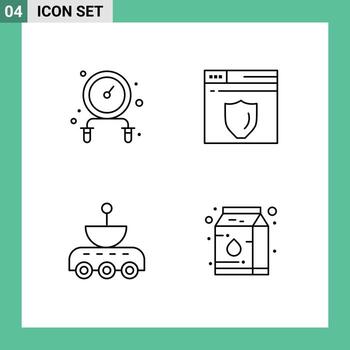 Stock Vector Icon Pack of 4 Line Signs and Symbols for exercise signal web server car canned Editable Vector Design Elements