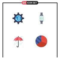 Modern Set of 4 Flat Icons Pictograph of global android gear smartwatch weather Editable Vector Design Elements