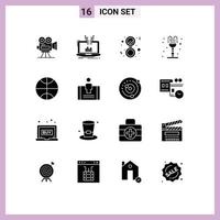 Universal Icon Symbols Group of 16 Modern Solid Glyphs of valentines day park online fountain mirror Editable Vector Design Elements