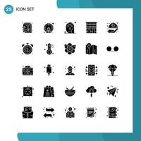 Set of 25 Vector Solid Glyphs on Grid for shops retail animal house study Editable Vector Design Elements