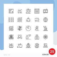 grupo de símbolos de iconos universales de 25 líneas modernas de sitios web de películas navegador de páginas web de masaje elementos de diseño vectorial editables vector