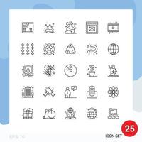 Universal Icon Symbols Group of 25 Modern Lines of movie website massage webpage browser Editable Vector Design Elements