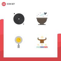 Pack of 4 Modern Flat Icons Signs and Symbols for Web Print Media such as cd magnifier paint cooking search Editable Vector Design Elements