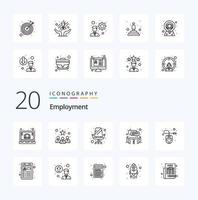 20 Employment Line icon Pack like hardware computer chair teamwork interview vector