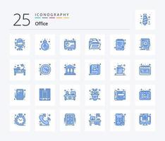 Office 25 Blue Color icon pack including note. office. analytic. folder. pc vector