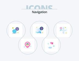 paquete de iconos planos de navegación 5 diseño de iconos. destino de vuelo navegación. globo. dirección. mapa vector