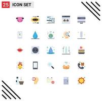 Pictogram Set of 25 Simple Flat Colors of development computer cell browser website Editable Vector Design Elements