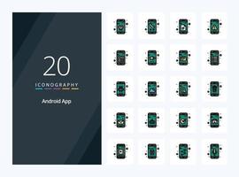 20 icono de línea de aplicación de Android para presentación vector