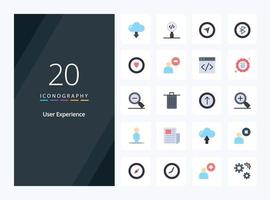 20 icono de color plano de experiencia de usuario para presentación vector