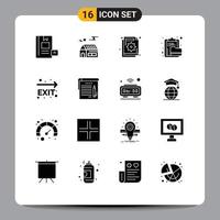 Modern Set of 16 Solid Glyphs and symbols such as file clipboard real estate archive failure Editable Vector Design Elements