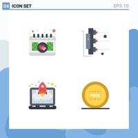 Pictogram Set of 4 Simple Flat Icons of calendar start up factory scanner ecommerce Editable Vector Design Elements