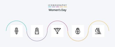 paquete de iconos de la línea 5 del día de la mujer que incluye mujeres. amar. chica. alas. día vector