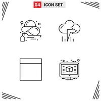 Set of 4 Modern UI Icons Symbols Signs for buy wireframe sale arrow computer Editable Vector Design Elements