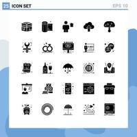 25 Thematic Vector Solid Glyphs and Editable Symbols of cloud upload tissue arrow house Editable Vector Design Elements