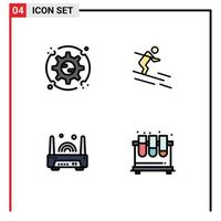 Mobile Interface Filledline Flat Color Set of 4 Pictograms of preferences electronic options skiing technology Editable Vector Design Elements