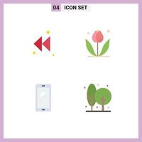 Set of 4 Vector Flat Icons on Grid for arrow mobile flower spring iphone Editable Vector Design Elements