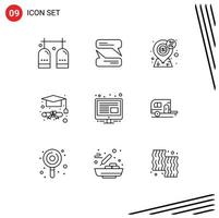 Modern Set of 9 Outlines and symbols such as management graduation cap dollar graduation present Editable Vector Design Elements