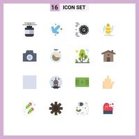 16 Flat Color concept for Websites Mobile and Apps measure photo motion coins bundle Editable Pack of Creative Vector Design Elements