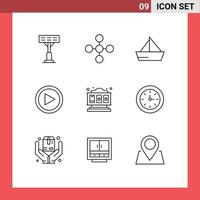 9 Creative Icons Modern Signs and Symbols of game user sail play video Editable Vector Design Elements