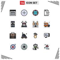 16 Thematic Vector Flat Color Filled Lines and Editable Symbols of smartphone call custom technology file Editable Creative Vector Design Elements