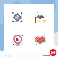 Group of 4 Modern Flat Icons Set for architecture night model costume placeholder Editable Vector Design Elements