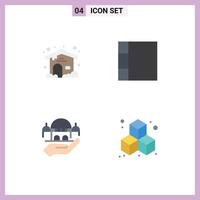 conjunto de 4 iconos modernos de la interfaz de usuario signos de símbolos para la cuadrícula de la caja de inicio mano 5 elementos de diseño vectorial editables vector