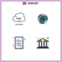 Group of 4 Flat Icons Signs and Symbols for cloud labyrinth development business maze Editable Vector Design Elements