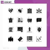 Pictogram Set of 16 Simple Solid Glyphs of planning teamwork life business group Editable Vector Design Elements