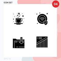 Universal Solid Glyph Signs Symbols of coffee arrow protection folder graph Editable Vector Design Elements