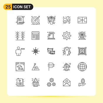 25 líneas universales establecidas para aplicaciones web y móviles línea de ramo de zapatos de fútbol celebrar elementos de diseño vectorial editables vector