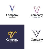 letra v diseño de paquete de logotipos grandes diseño de logotipos modernos y creativos para su negocio vector