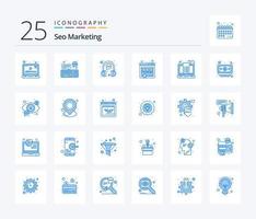 seo marketing 25 paquete de iconos de color azul que incluye factura. sitio web. comunicación. marcador. auricular vector